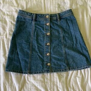 Denim Button-Front Skirt